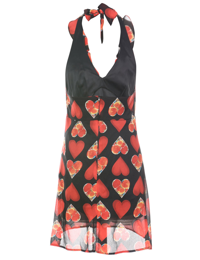 Frilly Printed Halter Dress - S