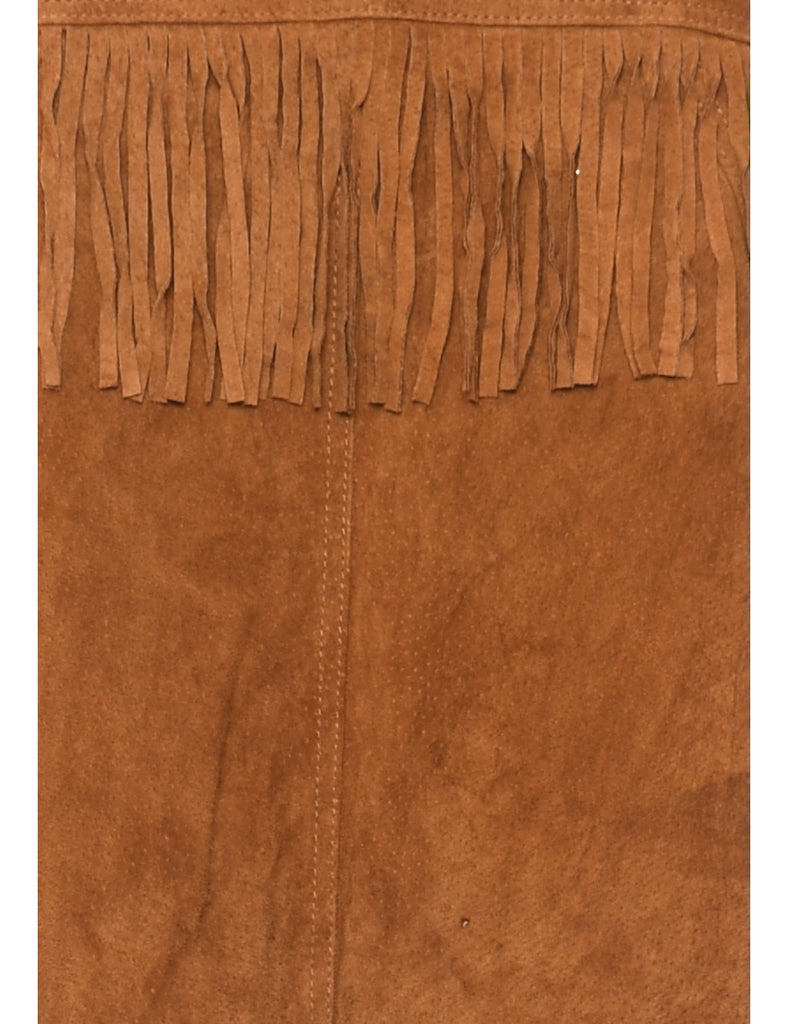 Fringed Brown Poncho - S