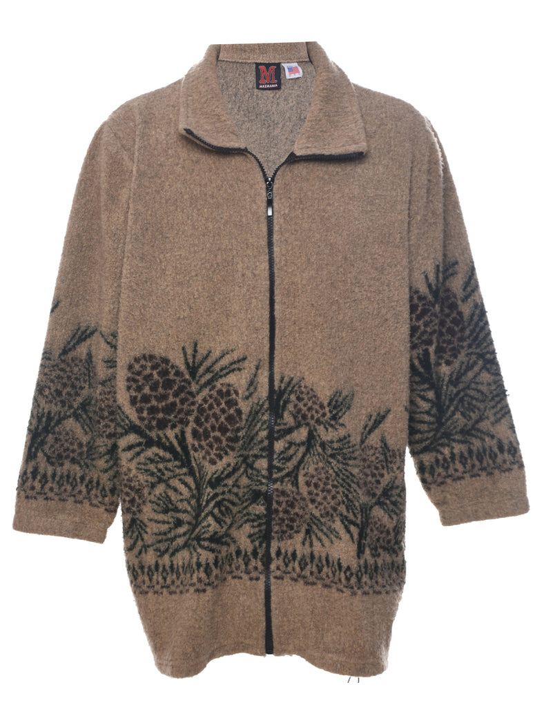 Fruit Print Light Brown Fleece - XL