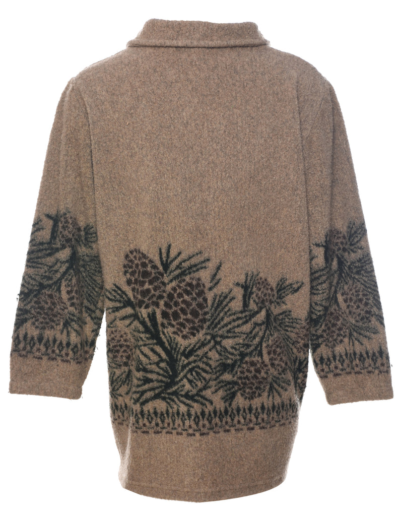 Fruit Print Light Brown Fleece - XL