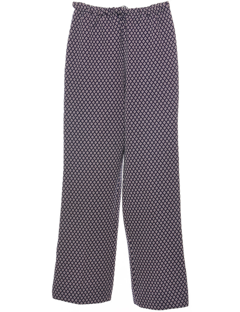 Geometric Pattern  Blue & Red Straight-Fit Trousers - W26 L30