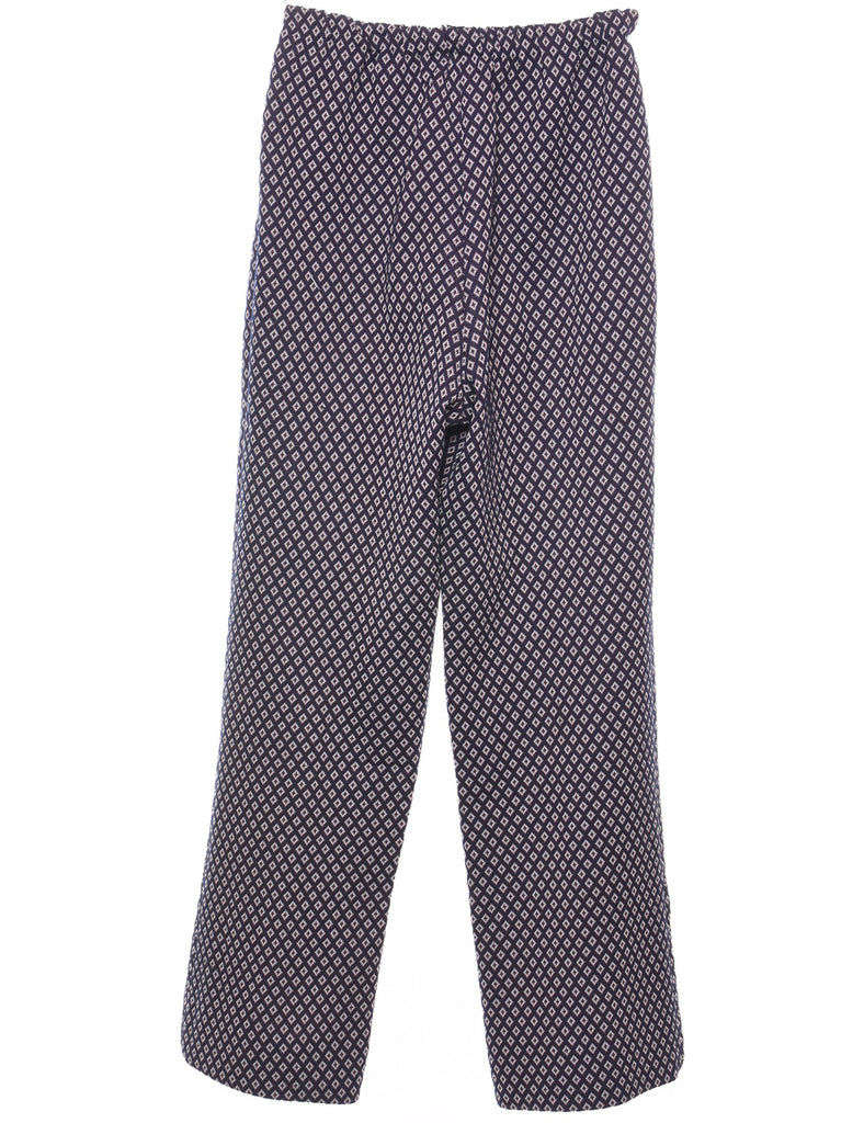 Geometric Pattern  Blue & Red Straight-Fit Trousers - W26 L30