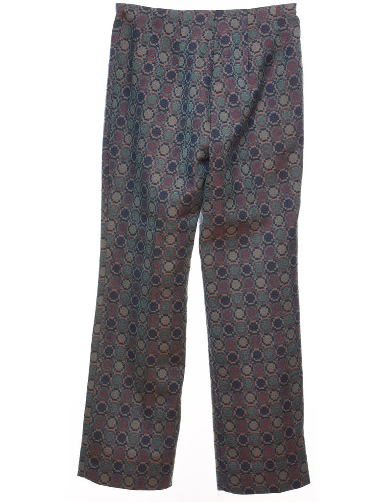 Geometric Pattern Vintage Blue & Purple Trousers - W28 L30