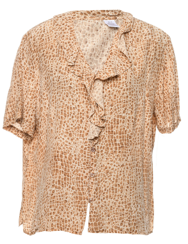 Giraffe Light Brown Silk Blouse - XL