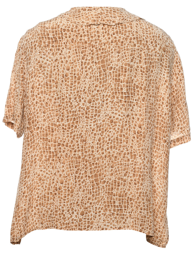 Giraffe Light Brown Silk Blouse - XL