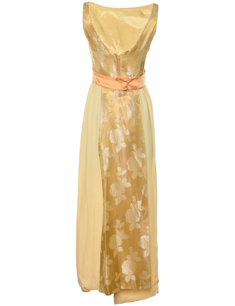 Gold & Coral 1970s Maxi Dress - S