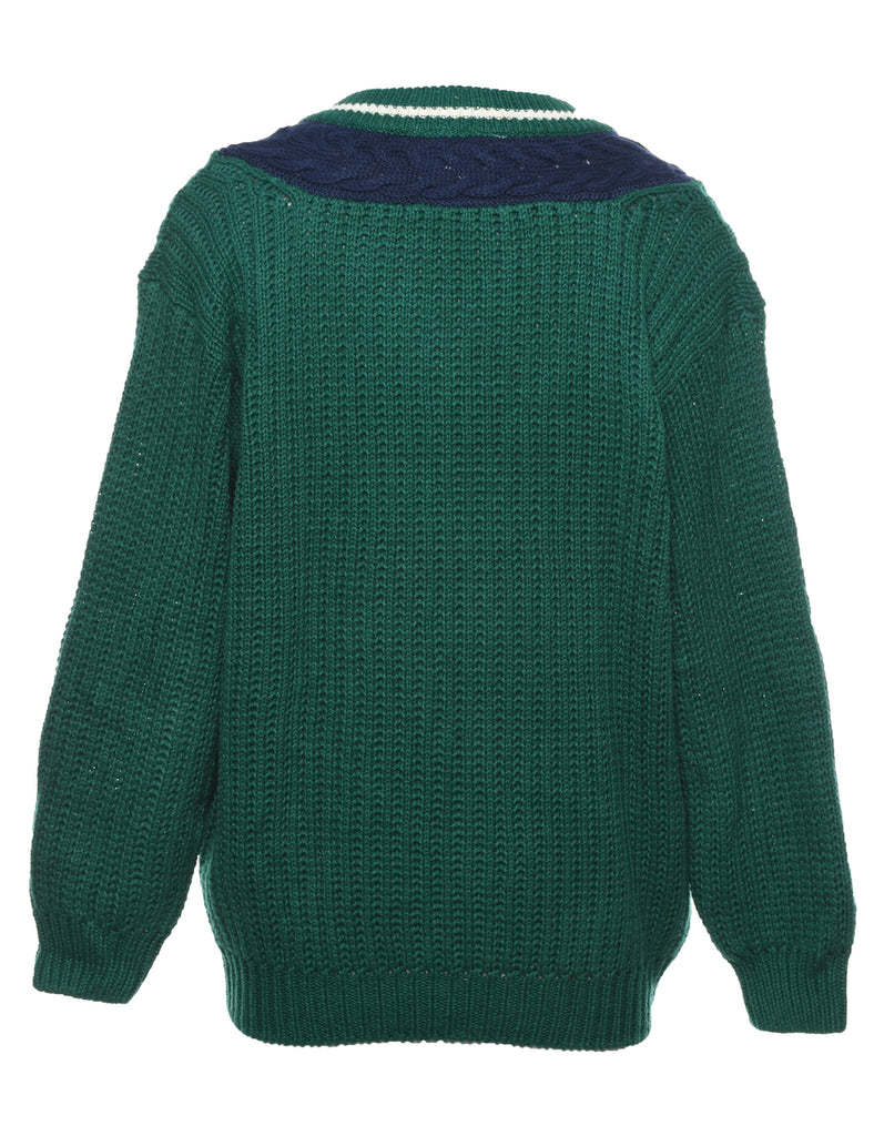 Green Cable Knit Jumper - M