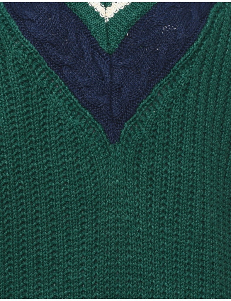 Green Cable Knit Jumper - M