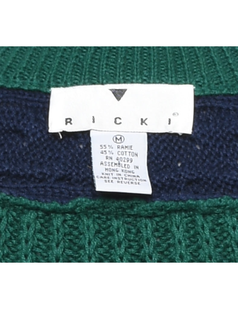 Green Cable Knit Jumper - M