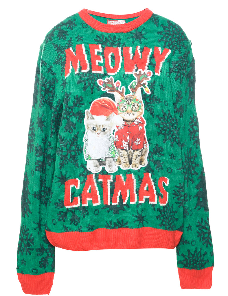 Green Christmas Jumper - L