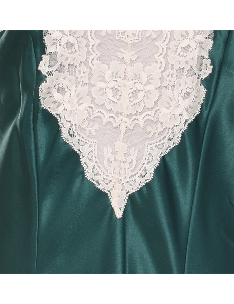 Green & White Contrast Strappy Lace Slip - M