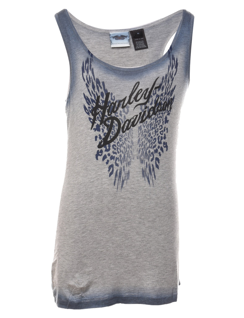 Grey & Blue Y2K Harley Davidson Vest - M