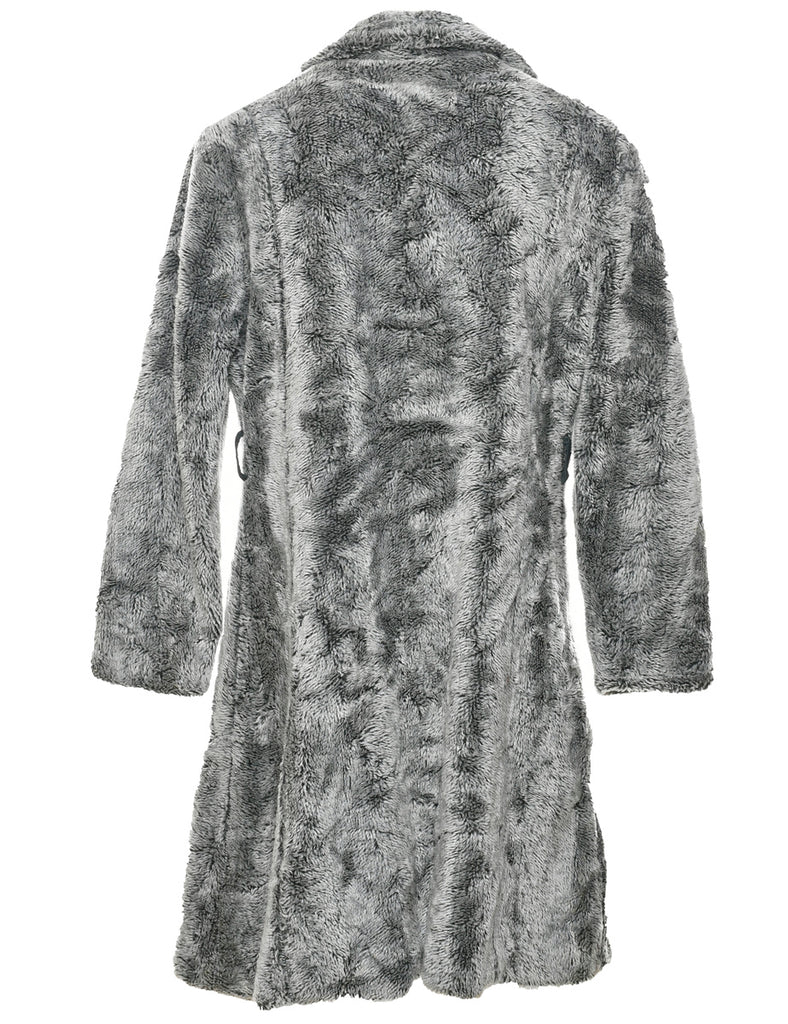 Grey Faux Fur Coat - L