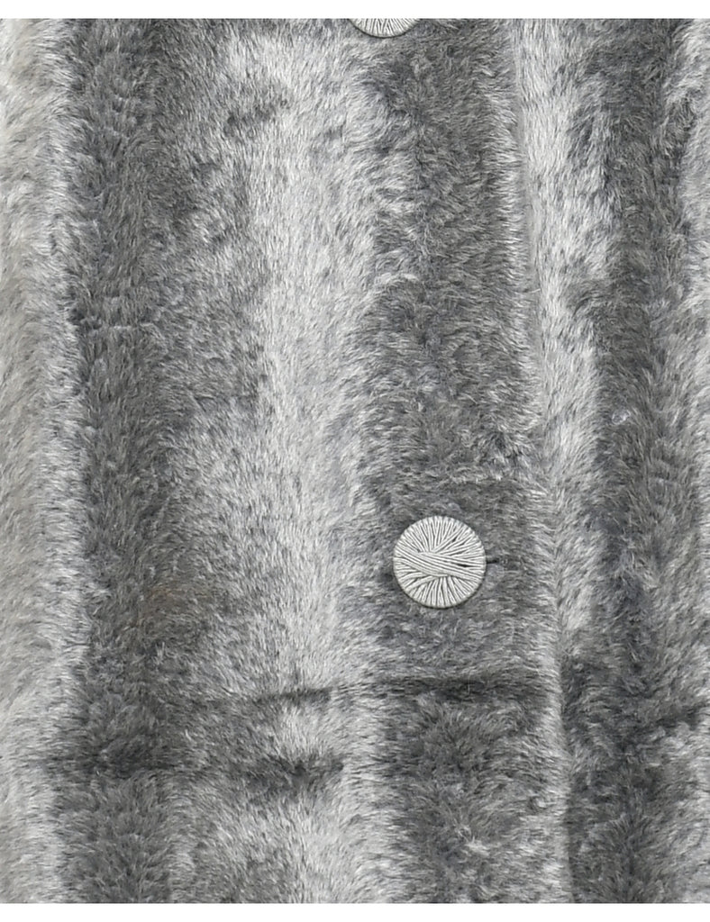 Grey Faux Fur Coat - L