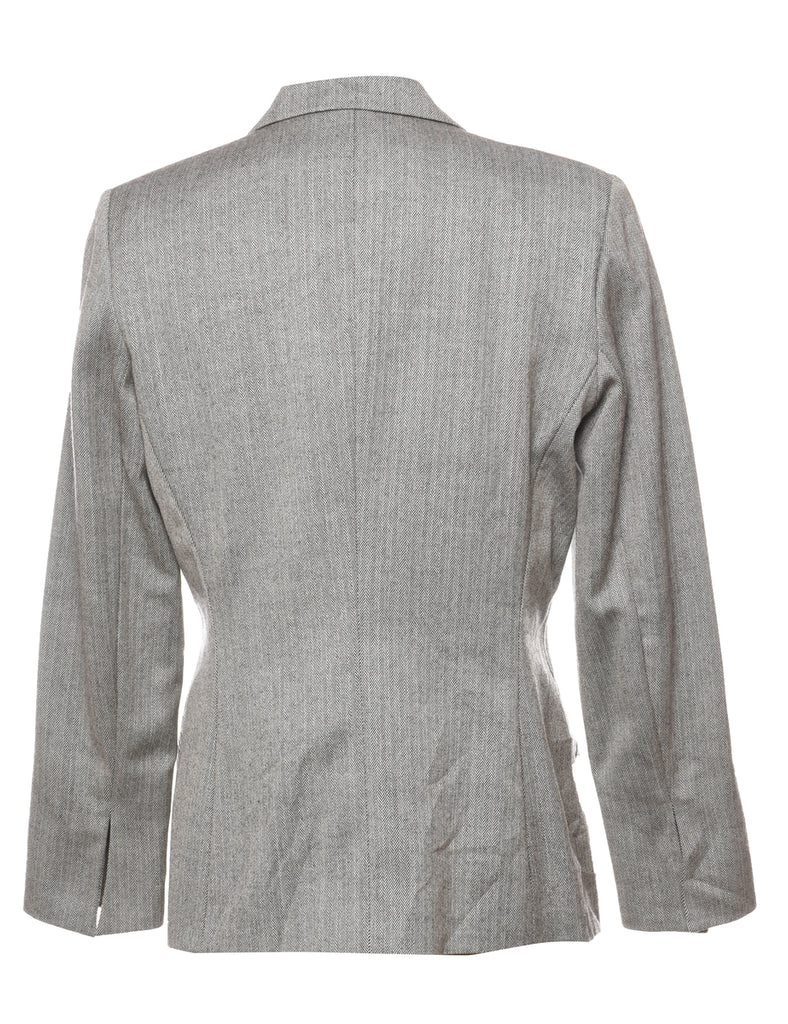 Grey Herringbone Tweed Blazer - M