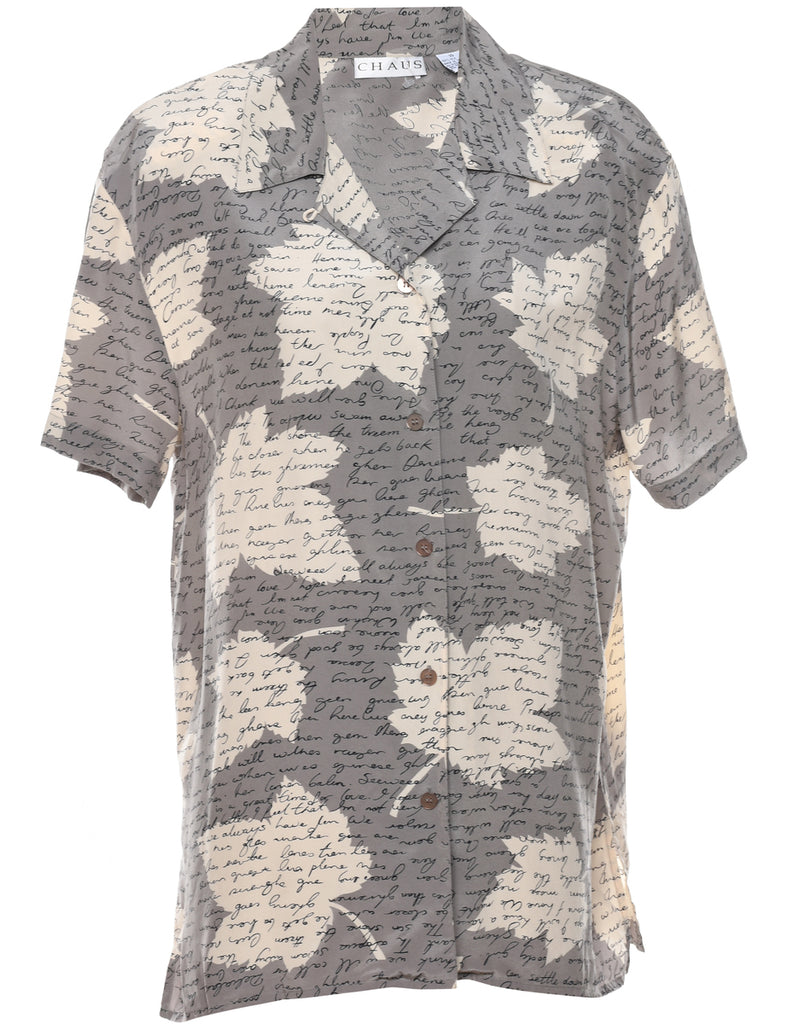 Grey Silk Printed Top - L