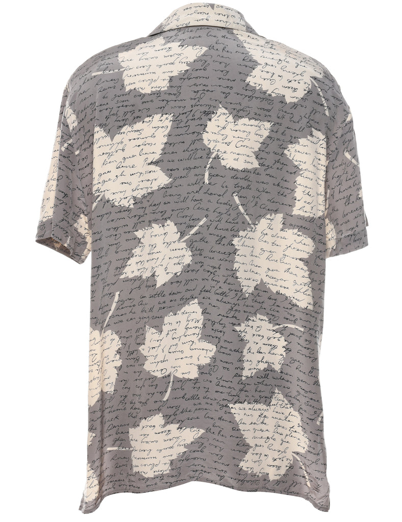 Grey Silk Printed Top - L