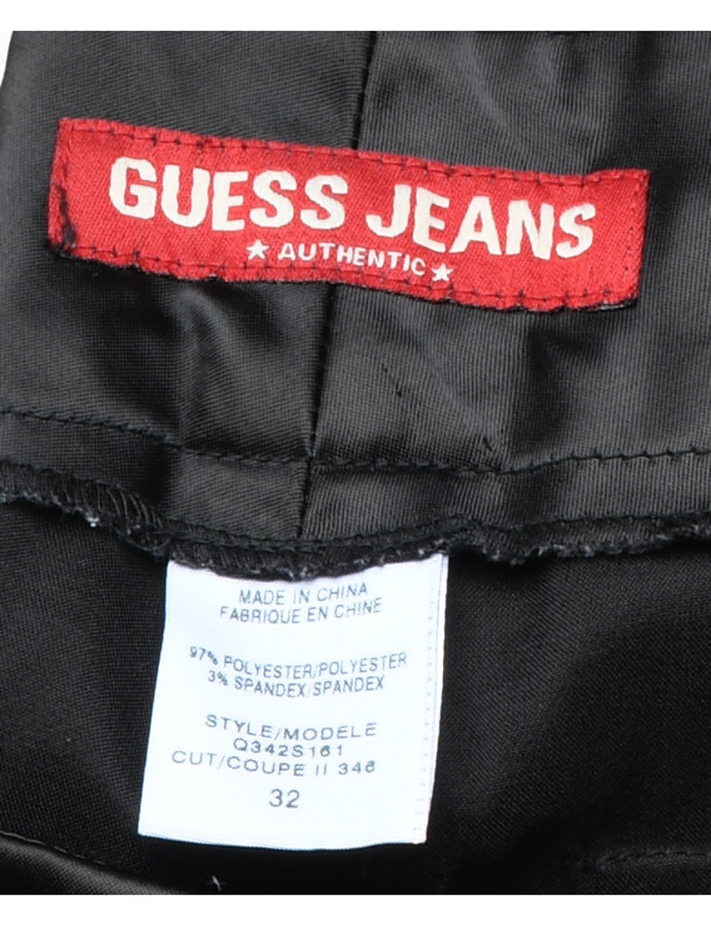 Guess Flared Leg Black Shiny Y2K Cargo Trousers - W34 L31