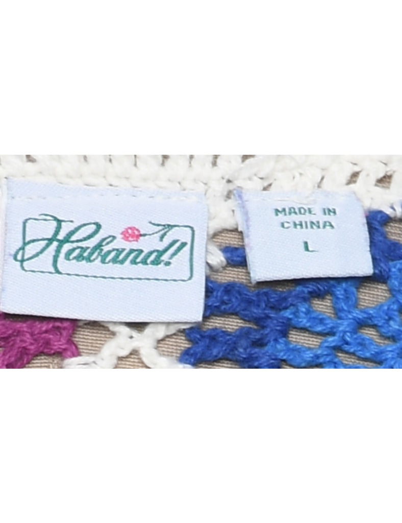 Haband Floral Knit Cardigan - L