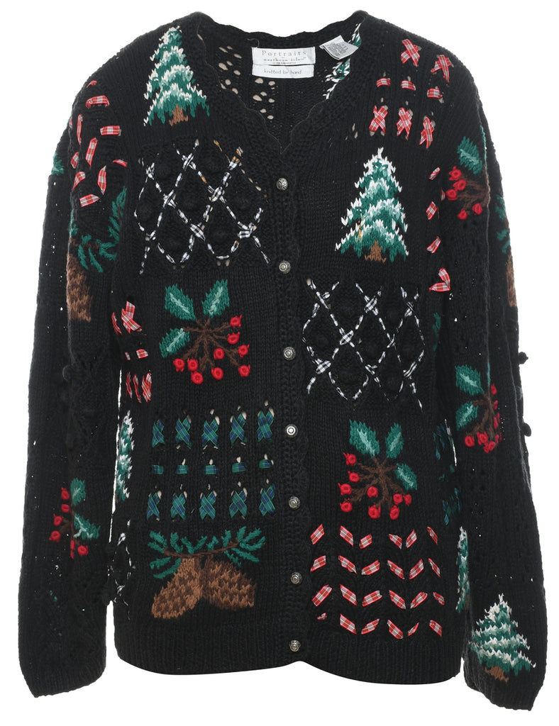 Hand Knitted Christmas Cardigan - M