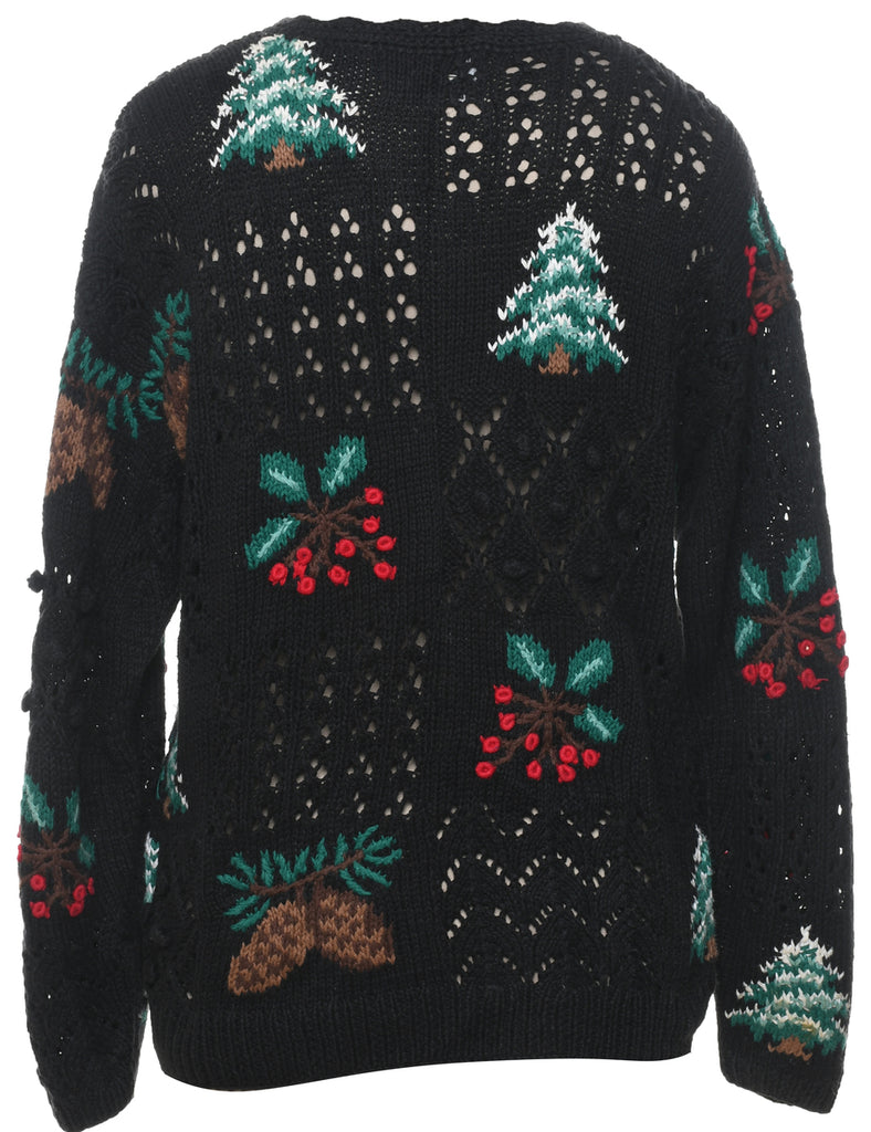 Hand Knitted Christmas Cardigan - M