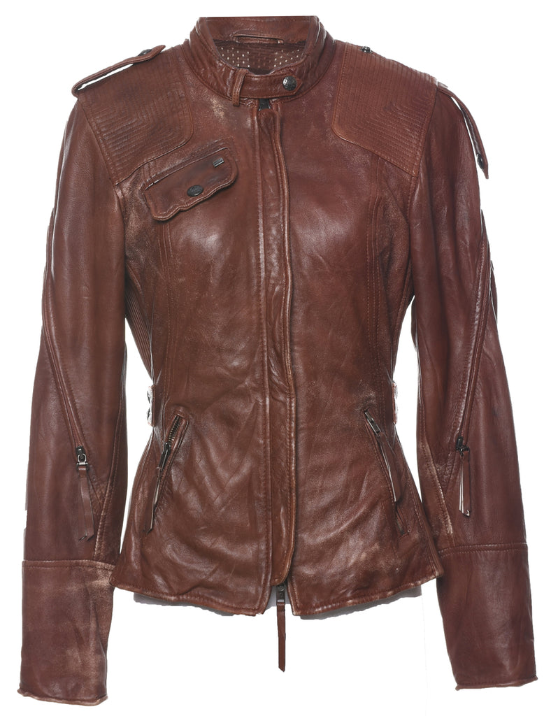 Harley Davidson Dark Brown Leather Jacket - S