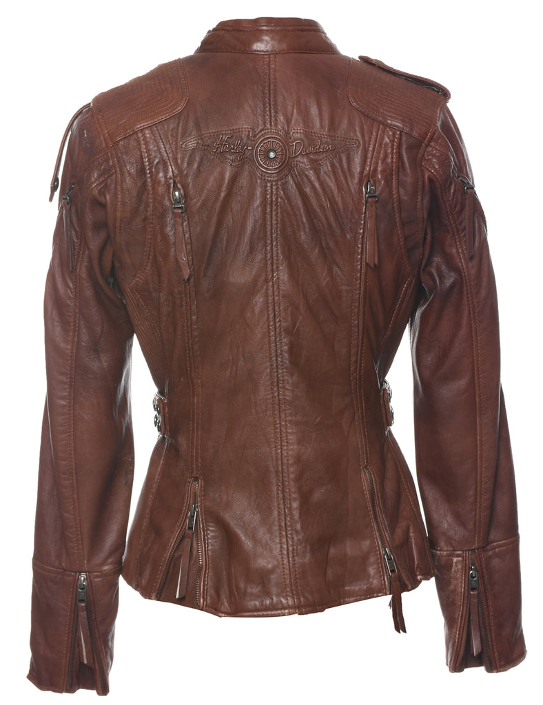 Harley Davidson Dark Brown Leather Jacket - S