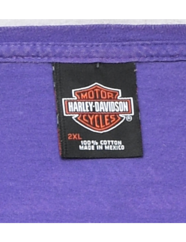 Harley Davidson Printed Purple T-shirt - M