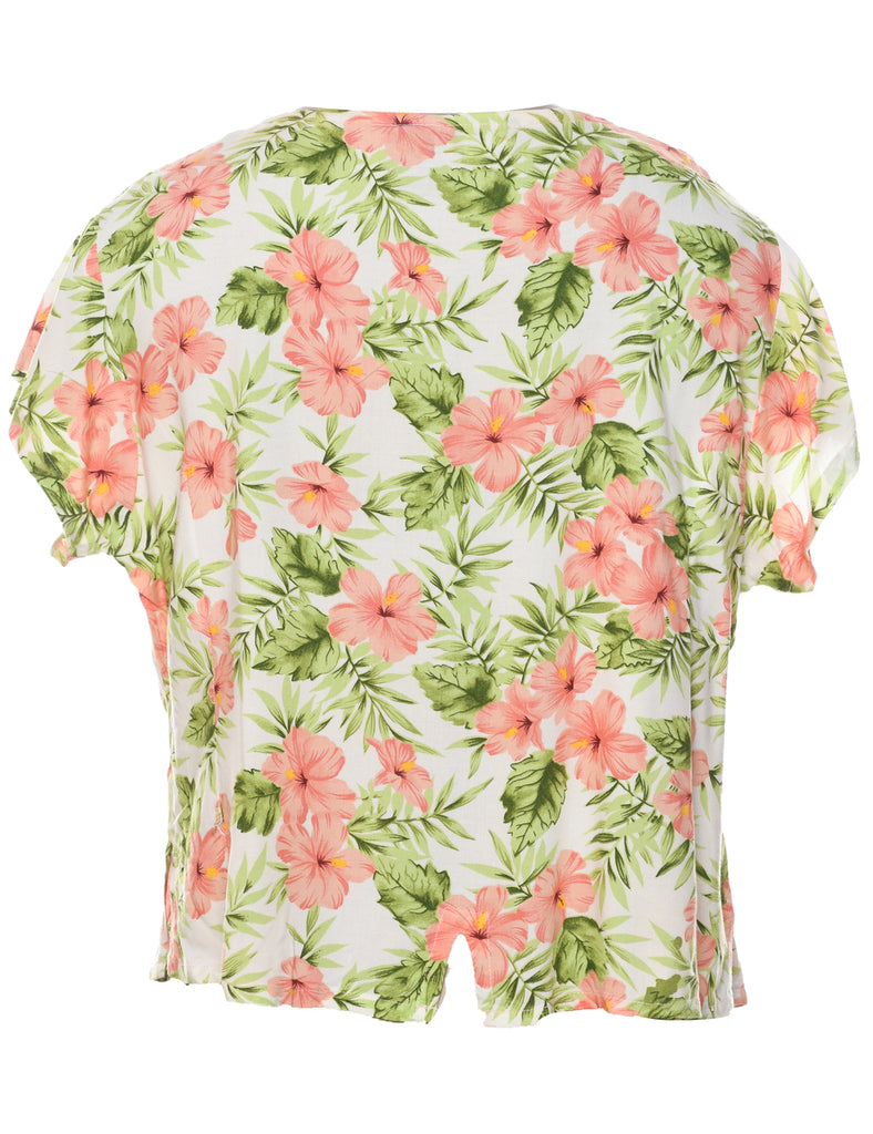 Hawaiian Print Blouse - L