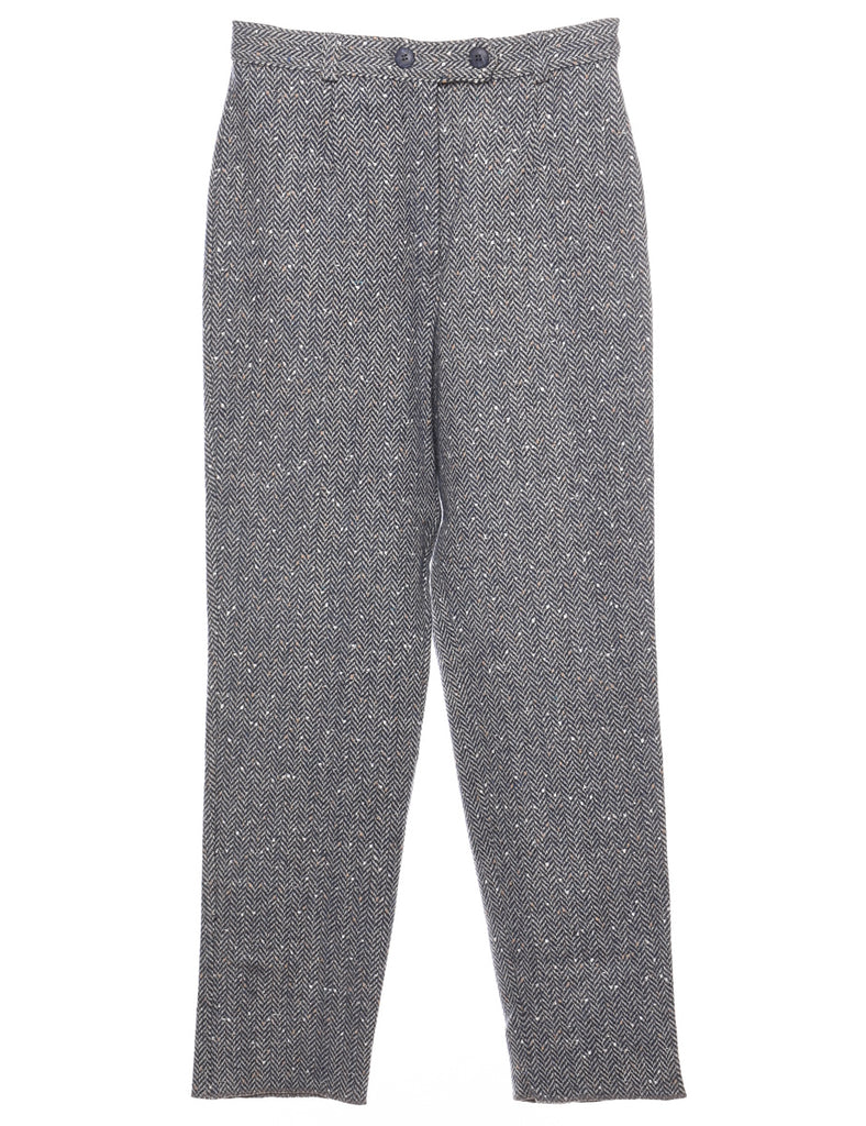 Herringbone Tweed Green & White Trousers - W28 L31