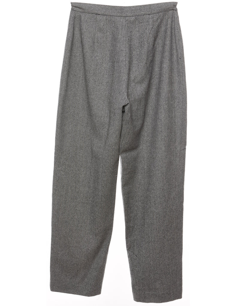 Herringbone Tweed Grey Tapered Trousers - W30 L29