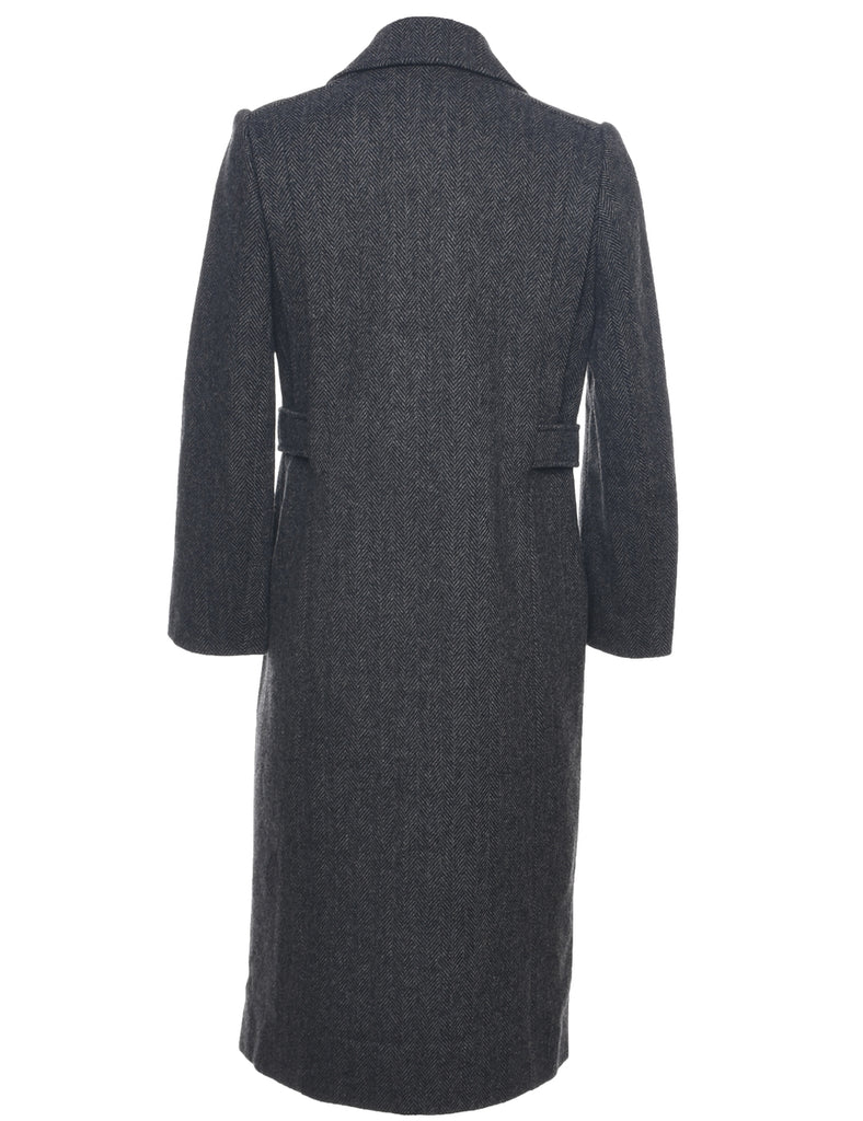 Herringbone Tweed Wool Coat - M