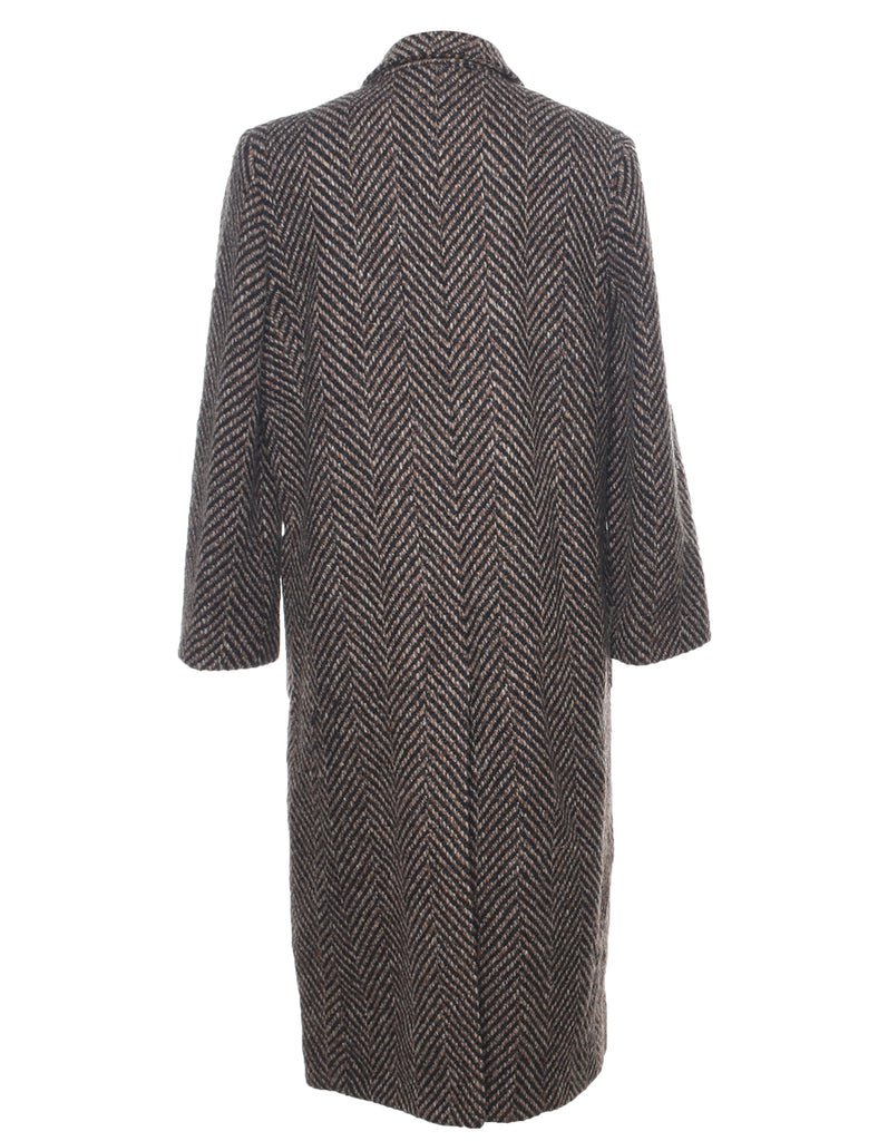 Herringbone Tweed Wool Coat - XL