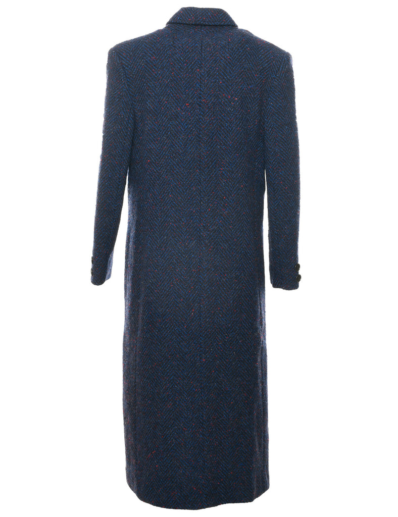 Herringbone Tweed Wool Coat - L