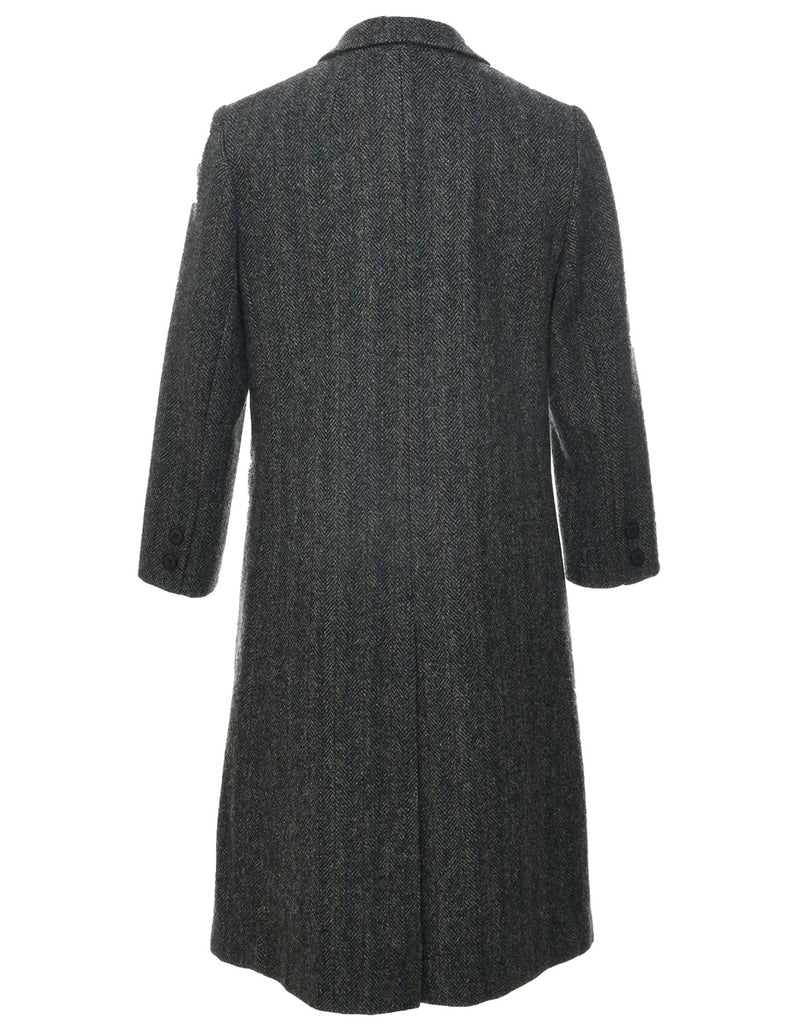 Herringbone Tweed Wool Coat - L