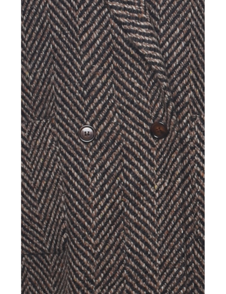 Herringbone Tweed Wool Coat - XL