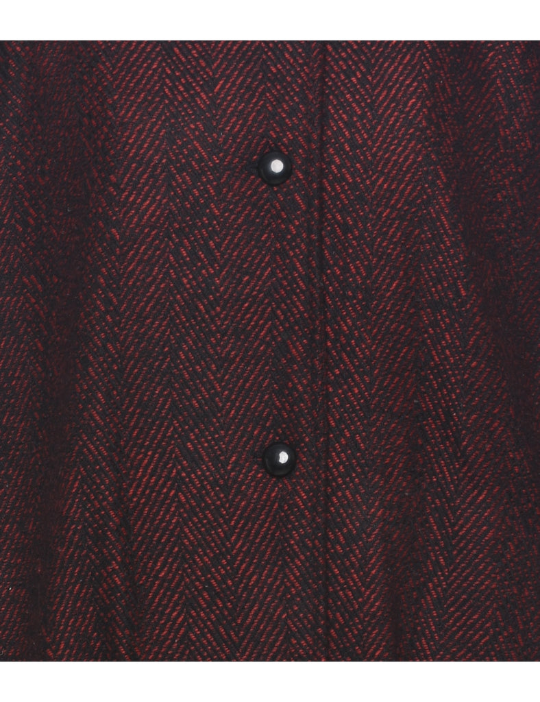 Herringbone Tweed Wool Coat - M