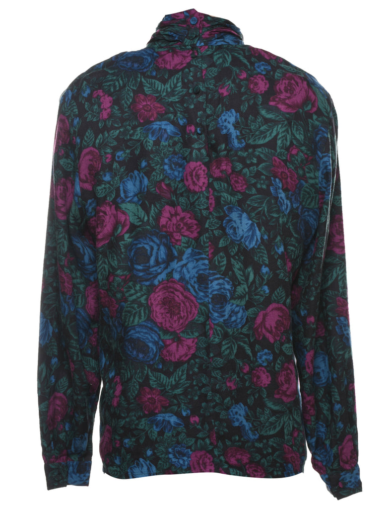 High Neck Floral Blouse - L