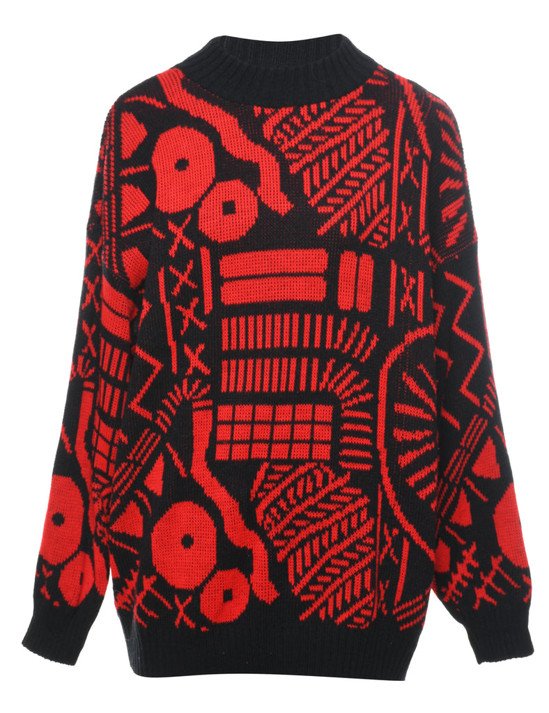 High Neck Patterned Jumper - L