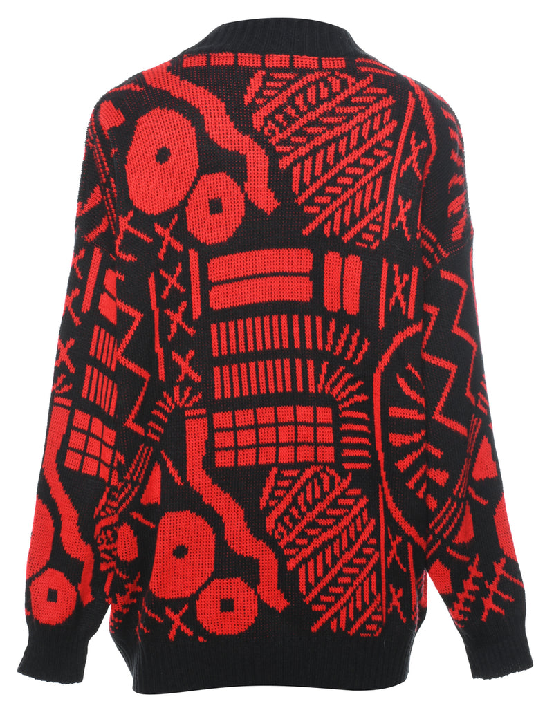 High Neck Patterned Jumper - L