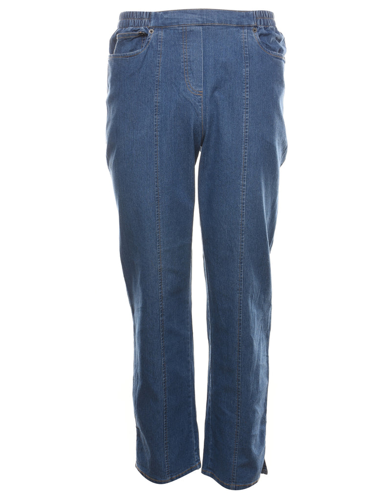 High Waist Medium Wash Denim Trousers - W26 L28