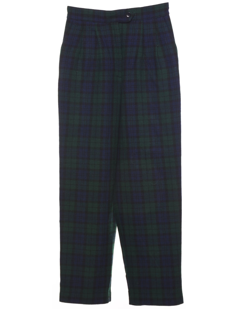 High Waist Tartan Trousers - W26 L28