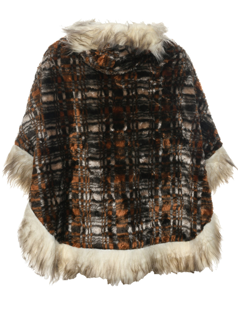 Hooded Faux Fur Cape - L