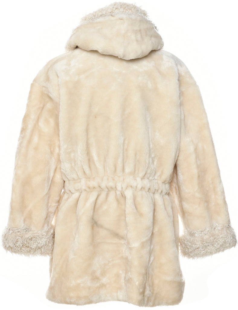 Hooded Faux Fur Coat - L