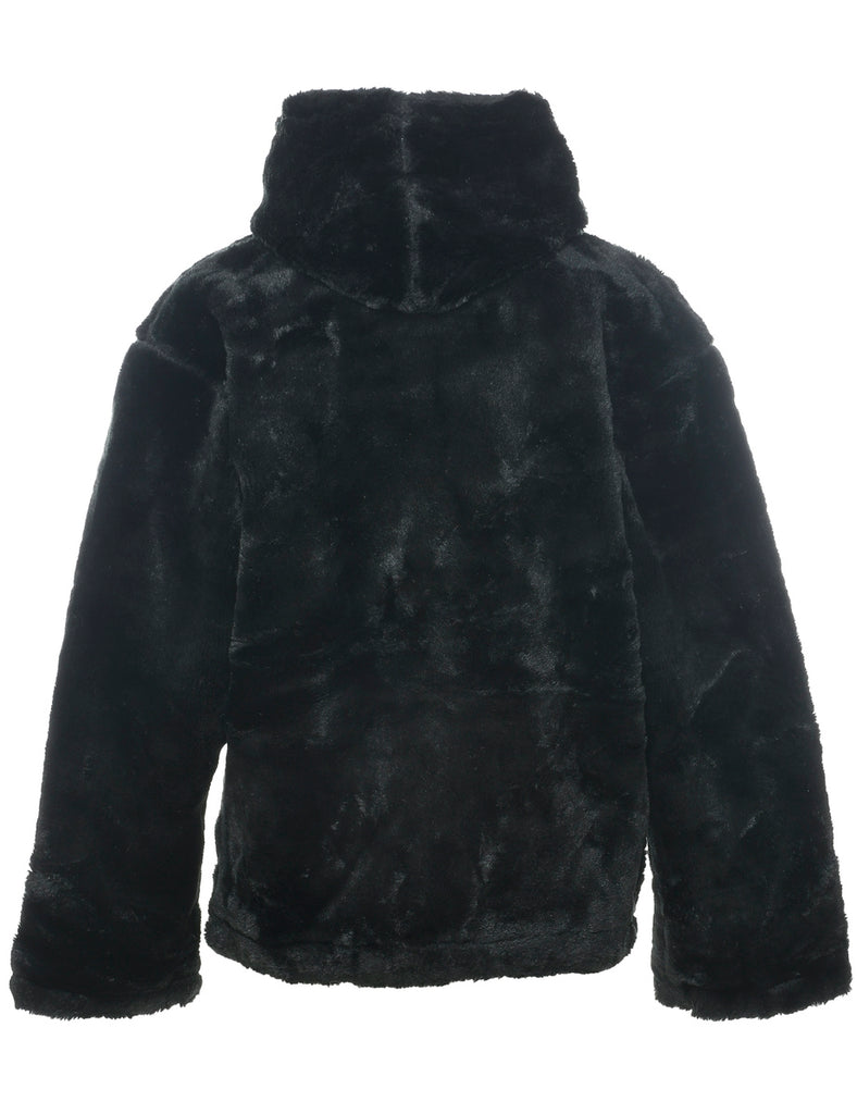 Hooded Faux Fur Coat - L