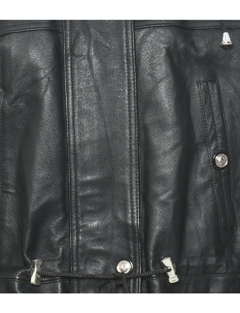 Hooded Leather Jacket - M