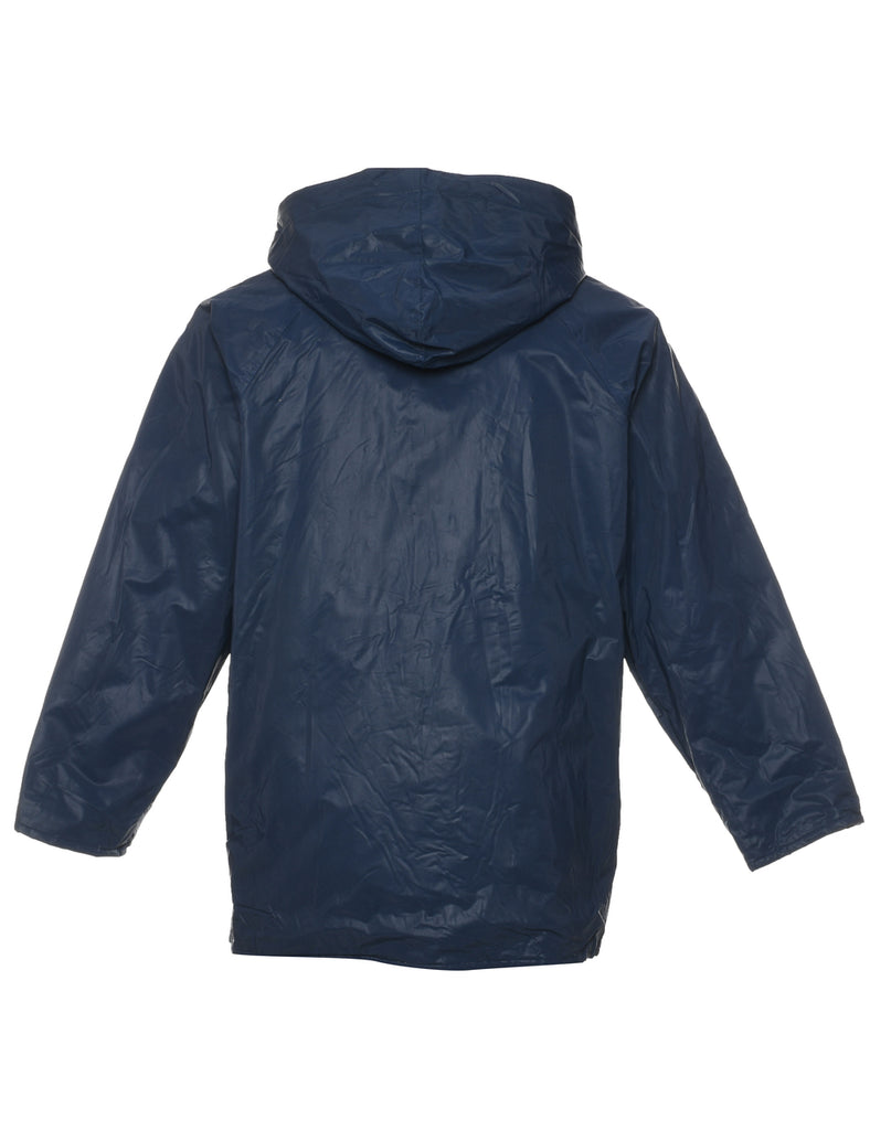 Hooded Navy Raincoat - M