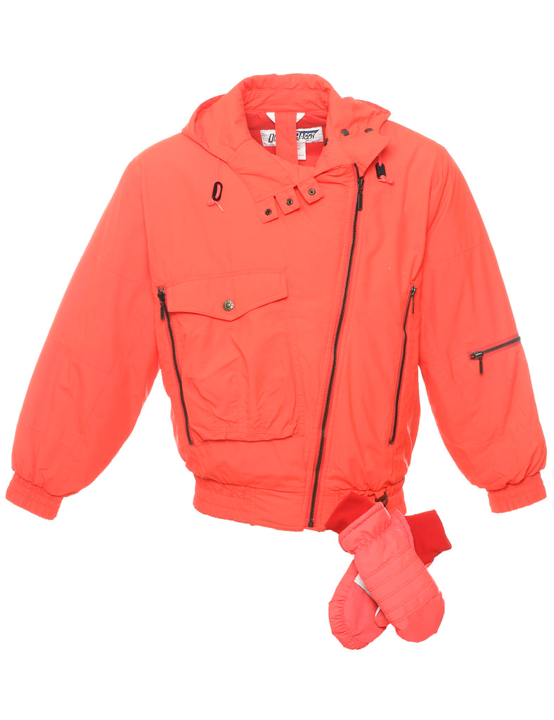 Hooded Ski Jacket With Gloves Attached - S