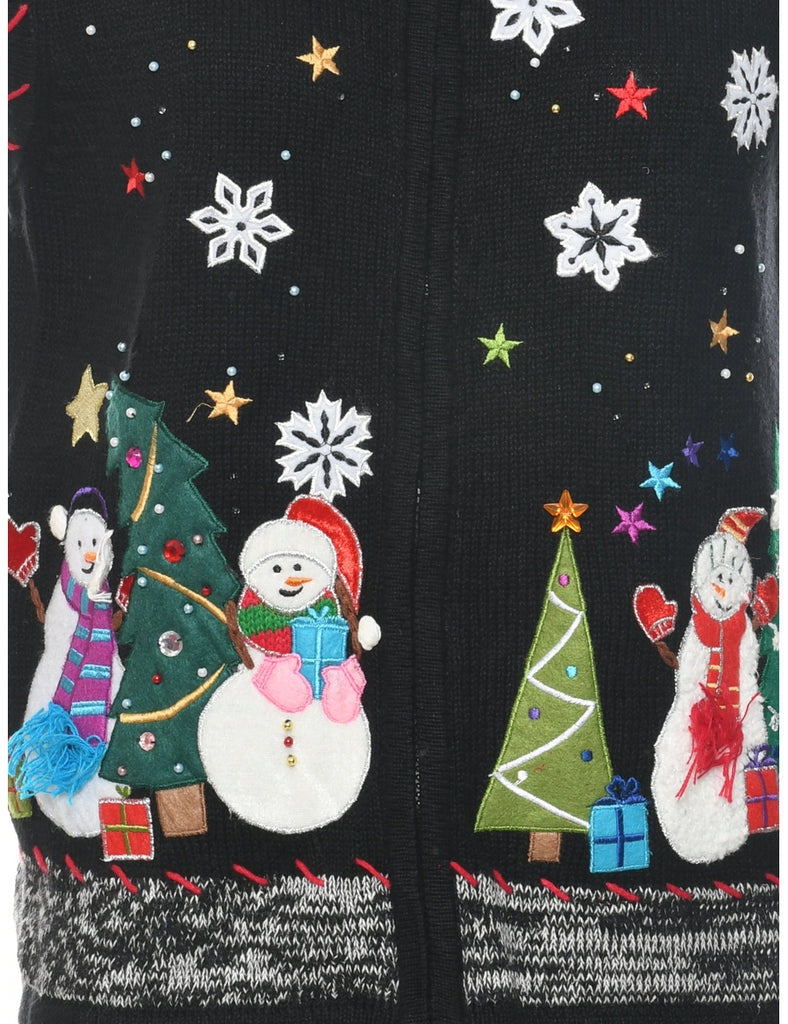 Hooded Snowman Christmas Vest - M