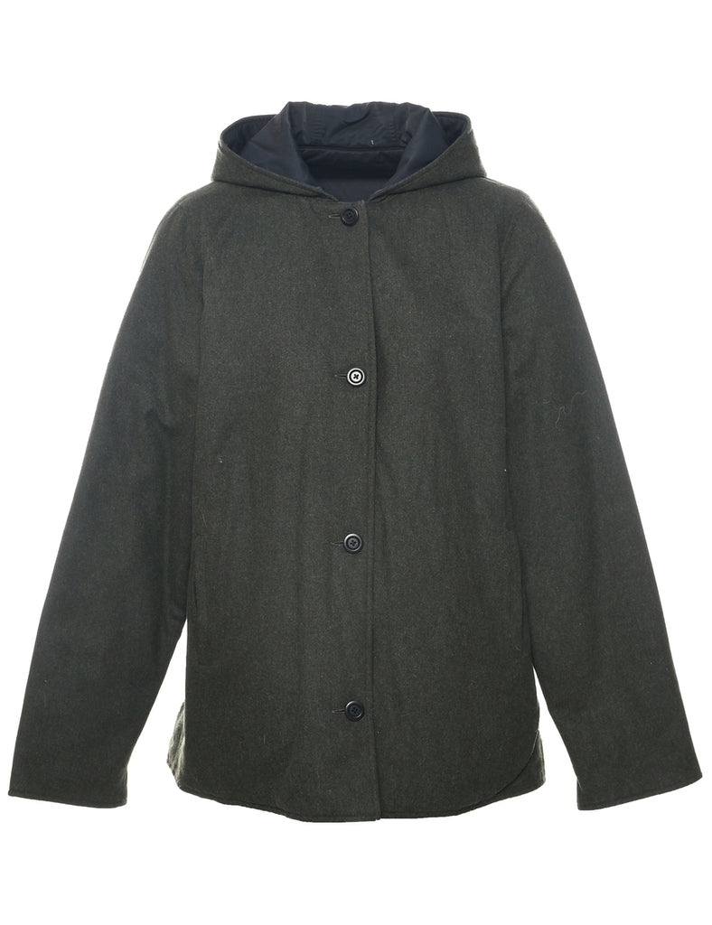 Hooded Wool Coat - L